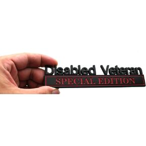 1pc Disabled Veteran Special Edition Emblem Car Decal, Warrior Soldier 3D Sticker, Disabled Veteran Special Edition Letters Car Badges, Accessories (Black Red)