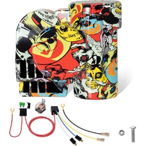 Automotive Air Horn Kit For Motorbike,SUV,Trucks,Pickup,Motorcycle,150dB Super Loud Horns 12v Compatible With Harley Moto (Fashion Colorful Pattern Diy With Cover Air Horns)
