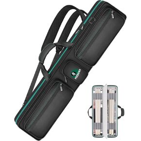 PEKREWS Pool Cue Case 4x4 Pool Stick Bag with Backpack Straps Soft Billiard Cue Carrying Case with Shoulder Strap, Billiard Stick Case Holds 4 Butts 4 Shafts and Billiards Accessories, Black