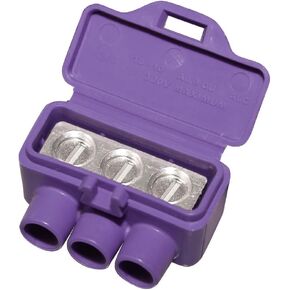 King Innovation 95110 3-Port Aluminum Copper (10-Pack) Wire Connector, 10 Pack, Purple