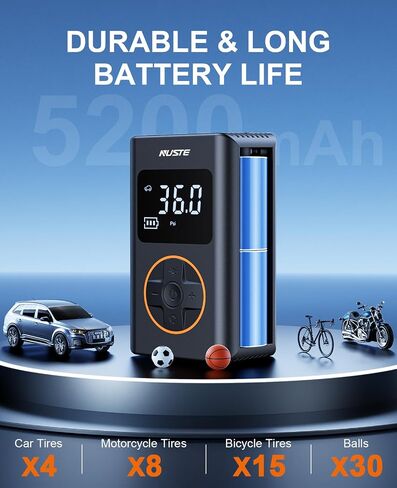 Tire Inflator Portable Air Compressor - 150PSI Cordless Mini Bike Tire Pump, Air Pump for Car Motorcycle Bicycle Tires, Balls, with Pressure Gauge, LED Light in Saudi Arabia