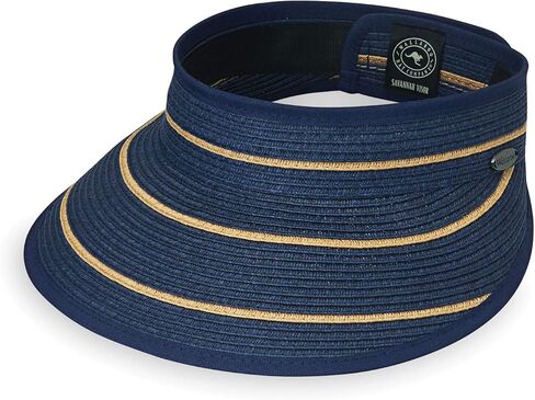 Wallaroo Hat Company – Women’s Savannah Sun Visor – Wide Brim, Packable Design and Adjustable Sizing for Medium Crown Sizes – Versatile Style for Beach, Sports and Casual Summer Looks (Camel/Black) in Kuwait