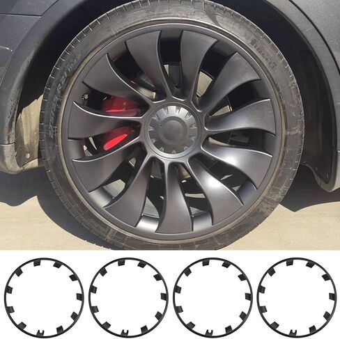 ل تسلا نموذج Y 21 بوصة عجلة ريم حامي Hubcap Uberturbine عجلات غطاء حافة الإطارات حلقات الكسوة ماتي الأسود 4 قطعة نموذج Y الملحقات in Saudi Arabia