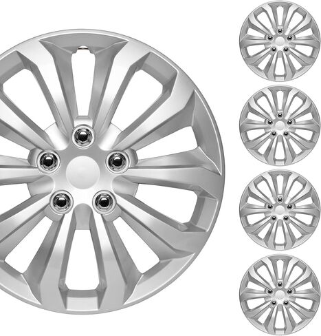 أغطية عجلات BDK Hubcaps للسيارات، أغطية إطارات فضية ممتازة مقاس 16 بوصة، غطاء بديل لإطارات العجلات لسيارة Toyota Camry Corolla Style Automotive (4 عبوات) in Saudi Arabia