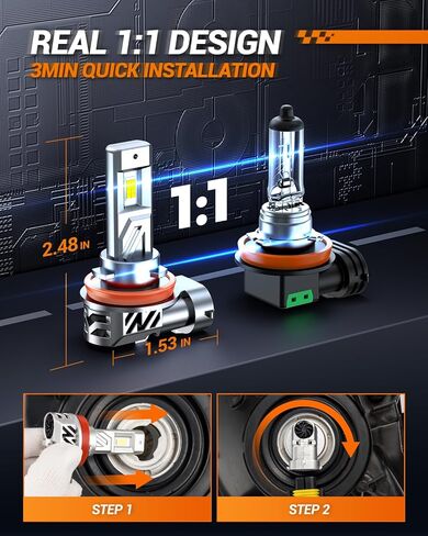 SEALIGHT H11 Bulb, 1:1 Real Size 32000LM H8/H9/H16 Fog Lights Bulbs, 700% Super Bright 6500K Cool White with Fan, Fog Light Bulb for Car Powersports ATV/UTV, Pack of 2 (S3 Series) in Saudi Arabia