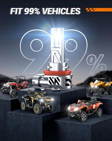 SEALIGHT H11 Bulb, 1:1 Real Size 32000LM H8/H9/H16 Fog Lights Bulbs, 700% Super Bright 6500K Cool White with Fan, Fog Light Bulb for Car Powersports ATV/UTV, Pack of 2 (S3 Series) in Saudi Arabia