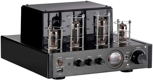 Monoprice Stereo Hybrid Tube Amplifier 2019 Edition, 25 Watt with Bluetooth 2.1 + EDR, Wired RCA, Optical, Coaxial, and USB Connections, and Subwoofer Out in Saudi Arabia