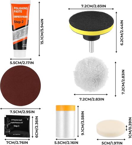Headlight Restoration Kit, Polish Restore Cleaner Clean Tool DIY Polishing, Sanding Discs, Scouring Pads for Electric Drill, 3 Easy Steps to Restore Sun Damaged Car Headlights Lens in Saudi Arabia