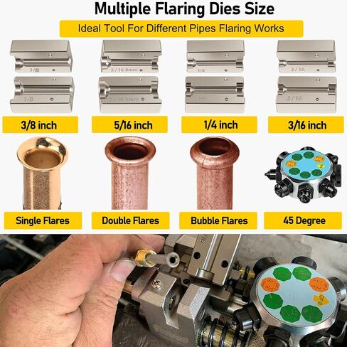 Professional Brake Line Flaring Tool 45 Degree Set Single, Bubble, and Double Flares, Brake Line and Tubing Flaring Tool For 3/16", 1/4", 5/16", 3/8" Tubing, For Steel, Stainless Steel, Soft Metal in Saudi Arabia