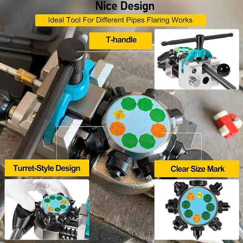 Professional Brake Line Flaring Tool 45 Degree Set Single, Bubble, and Double Flares, Brake Line and Tubing Flaring Tool For 3/16", 1/4", 5/16", 3/8" Tubing, For Steel, Stainless Steel, Soft Metal in Saudi Arabia
