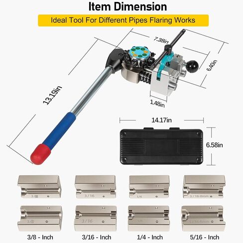 Professional Brake Line Flaring Tool 45 Degree Set Single, Bubble, and Double Flares, Brake Line and Tubing Flaring Tool For 3/16", 1/4", 5/16", 3/8" Tubing, For Steel, Stainless Steel, Soft Metal in Saudi Arabia