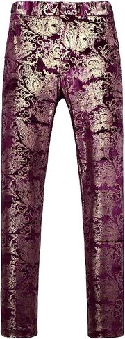 MOGU Mens Luxury Gold Dress Pants with Expandable Waist Size 40 Gold in Saudi Arabia