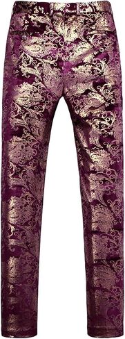 MOGU Mens Luxury Gold Dress Pants with Expandable Waist Size 40 Gold in Saudi Arabia