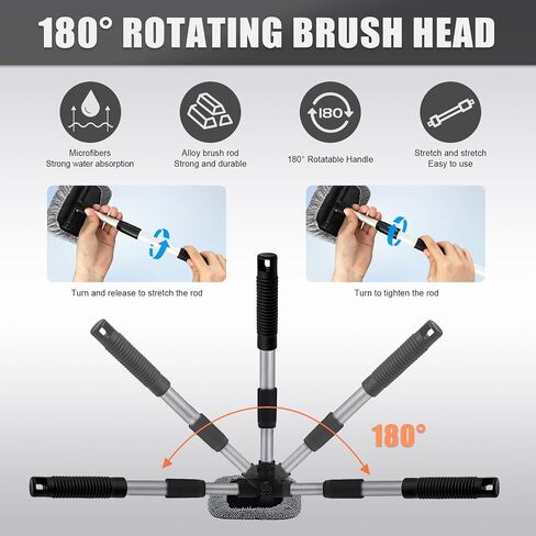 Car Windowshield Cleaner: 2 Pack Car Windshield Cleaning Tool - Car Glass Cleaner Tool - Windshield Cleaning Kit - Windowshield Wiper - Extendable Handle - with 4 Microfiber Pad & 2 Sprayer (2PCS) in Saudi Arabia