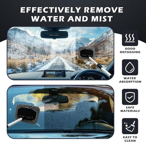 Car Windowshield Cleaner: 2 Pack Car Windshield Cleaning Tool - Car Glass Cleaner Tool - Windshield Cleaning Kit - Windowshield Wiper - Extendable Handle - with 4 Microfiber Pad & 2 Sprayer (2PCS) in Saudi Arabia