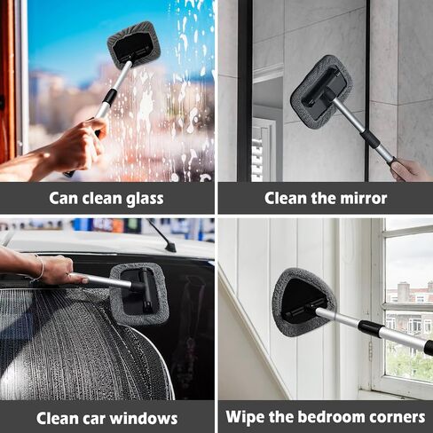 Car Windowshield Cleaner: 2 Pack Car Windshield Cleaning Tool - Car Glass Cleaner Tool - Windshield Cleaning Kit - Windowshield Wiper - Extendable Handle - with 4 Microfiber Pad & 2 Sprayer (2PCS) in Saudi Arabia