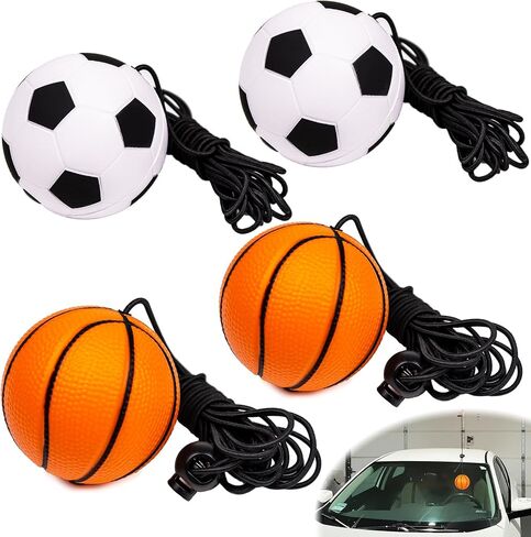 4 Pack Garage Parking Aid,Garage Car Stop Indicator,Garage Parking Assist Stop Ball,Parking Ball Guide System,Double Car Parking Aid with Telescopic Adjustable Length(Basketball+Soccer Shape) in Saudi Arabia