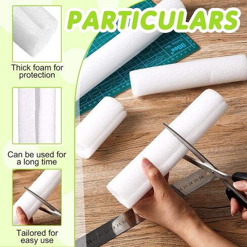 Treela 8 Pieces Clamp Foam Tube 40 Inch Length 1 Inch Id1.8 Inch OD Pre Cut Tube Cover Foam Pipe Insulation Clamp on Foam Noodles for Padding or Bumper Corner Edge Protection(White) in Kuwait
