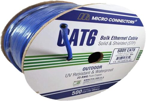 MICRO CONNECTORS Inc. 250 ft Cat 6 Solid Stp Outdoor 23AWG Bulk Ethernet Cable -White (TR4-560WOU-250) in Saudi Arabia