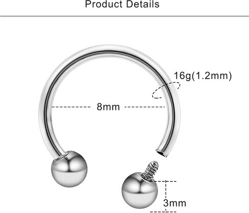 Lcolyoli 16g Septum Rings Internally Threaded Surgical Steel Septum Jewelry Lip Rings Hoop Labret Jewelry Horseshoe Earrings Daith Piercing Jewelry for Women Men in Saudi Arabia