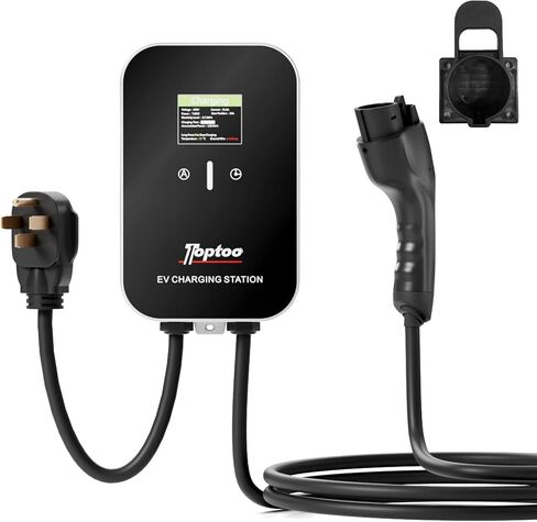 محطة شحن السيارة الكهربائية بمستويين لشاحن EV، تعمل مع J1772 EV والمركبات الهجينة، 4 مستويات تيار قابلة للتعديل، 32 أمبير، 240 فولت، سلك تمديد بطول 16.4 قدم in Kuwait
