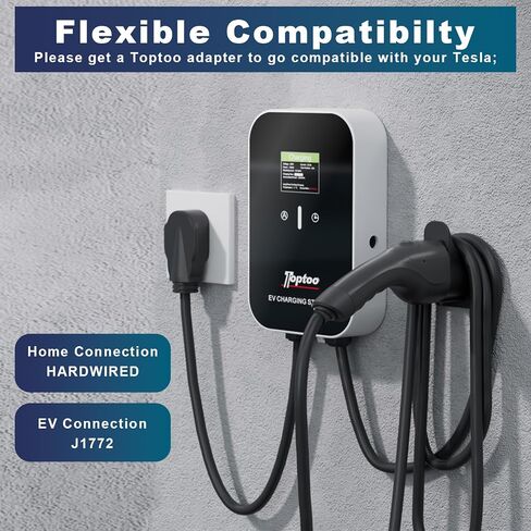 محطة شحن السيارة الكهربائية بمستويين لشاحن EV، تعمل مع J1772 EV والمركبات الهجينة، 4 مستويات تيار قابلة للتعديل، 32 أمبير، 240 فولت، سلك تمديد بطول 16.4 قدم in Kuwait