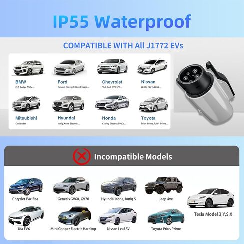 محول NACS إلى J1772، محول شحن 80 أمبير 250 فولت J1772 EV لشاحن تسلا، متوافق مع موصل جدار تسلا عالي الطاقة، شواحن الهواتف المحمولة المنزلية، شاحن الوجهة، يناسب SAE J1772 EVs (أسود) in Kuwait