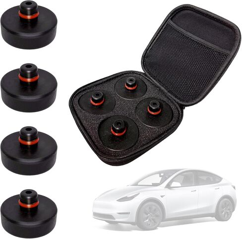 وسائد رفع متوافقة مع طراز Tesla Y/3/S/X/ 2024 2023 2022 2021 2020، وسادة مطاطية مع حقيبة تخزين، ملحقات لهيكل بطارية Tesla Protect (4 قطع) in Kuwait