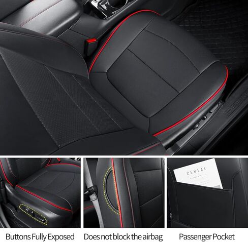 Terrain Seat Covers, fit for 2018-2024 GMC Terrain SLE SLT Denali AT4 SL 4dr SUV, Water Proof Faux Leather(Full Set, Black&Red) in Saudi Arabia