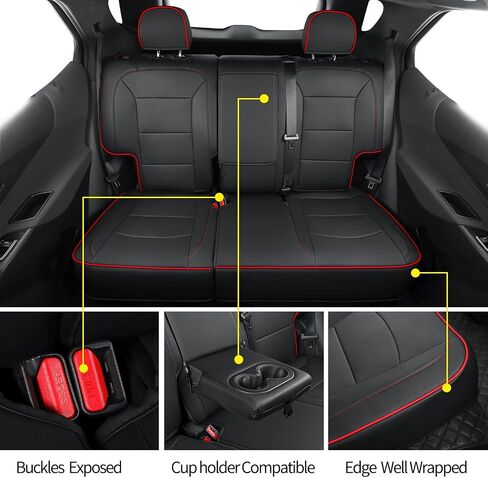 Terrain Seat Covers, fit for 2018-2024 GMC Terrain SLE SLT Denali AT4 SL 4dr SUV, Water Proof Faux Leather(Full Set, Black&Red) in Saudi Arabia