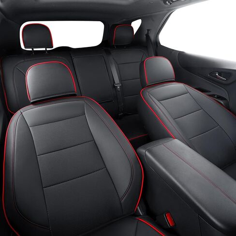 Terrain Seat Covers, fit for 2018-2024 GMC Terrain SLE SLT Denali AT4 SL 4dr SUV, Water Proof Faux Leather(Full Set, Black&Red) in Saudi Arabia