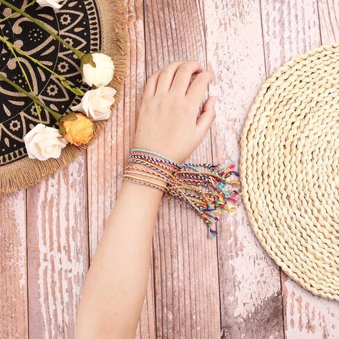Svovin 36 Pcs Handmade Braided Friendship Bracelet for Men Women Muticolor Adjustable Wrap Rope String Wrist Cord Bohemian Bracelet Jewelry Unisex Gifts-Party Favors in Saudi Arabia