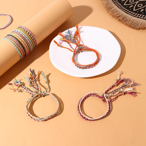 Svovin 36 Pcs Handmade Braided Friendship Bracelet for Men Women Muticolor Adjustable Wrap Rope String Wrist Cord Bohemian Bracelet Jewelry Unisex Gifts-Party Favors in Saudi Arabia