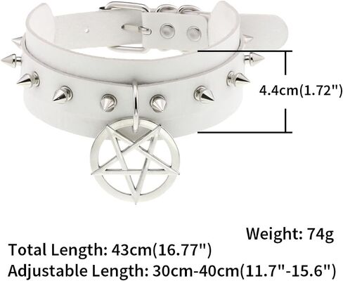 Multicolor PU Simulated Leather Silvert-Tone Spikes Rivets Pentacle Star Charm Collar Choker Necklace in Saudi Arabia