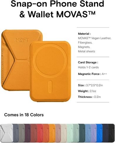 MOFT Magnetic Wallet Stand Compatible with iPhone 15/14/13/12 Series, Angle Adjustment & Magsafe Compatible MOVAS Phone Stand,BlackBerry in Kuwait