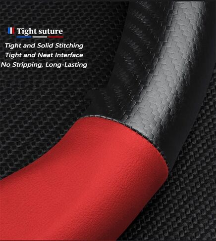 Customized Steering Wheel Cover Compatible with Honda, Premium Napaa Leather and Carbon Fiber Texture Steering Wheel Cover,with 2 Coasters and USB Fast Charging Cable (Red) in Saudi Arabia