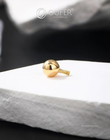 OUFER 14K Solid Gold Clea CZ Replacement Ball Externally Threaded for Belly Button Rings in Kuwait