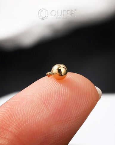 OUFER 14K Solid Gold Clea CZ Replacement Ball Externally Threaded for Belly Button Rings in Kuwait