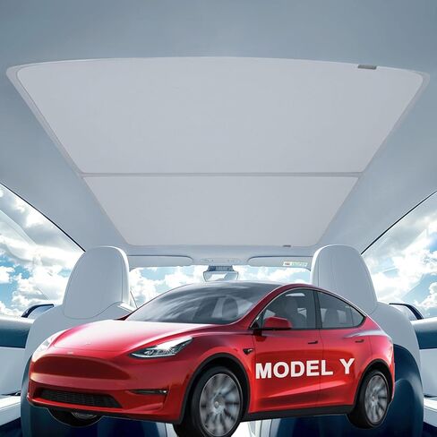 Sunshade Roof for Tesla Model Y 2021-2024,Tesla Model Y Glass Roof Sunshade[Magnetic,Foldable] Front & Rear Model Y Heat Insulation Sun Shade,Foldable Tesla Roof Sunshade Accessory in Kuwait