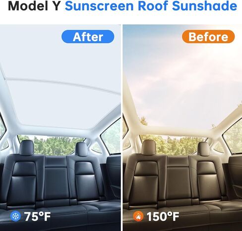 Sunshade Roof for Tesla Model Y 2021-2024,Tesla Model Y Glass Roof Sunshade[Magnetic,Foldable] Front & Rear Model Y Heat Insulation Sun Shade,Foldable Tesla Roof Sunshade Accessory in Kuwait