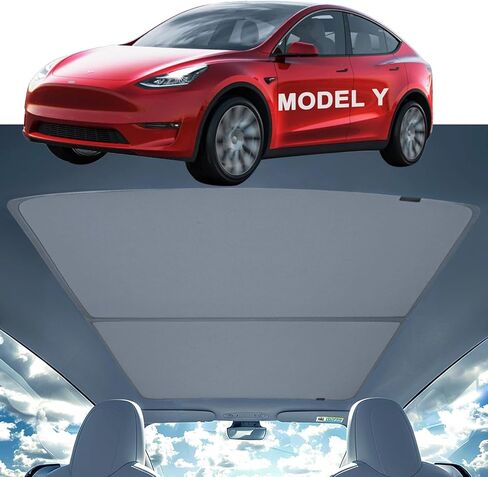 2024 Upgraded Glass Roof Sunshade for Tesla Model Y,Insulated Roof Sunshade for Tesla Model Y Against UV Rays,Tesla Model Y Magnetic Roof Sunshade[Foldable] Tesla Modley 2020-2024 Accessories in Kuwait