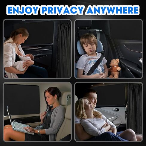 ظلال نافذة السيارة، مظلة شمسية لنافذة السيارة، مظلة شمسية معتمة للخصوصية، تحافظ على برودة أغطية نوافذ السيارة، ستارة مقسمة للمقعد الخلفي و2 مظلة جانبية مغناطيسية للنافذة للتخييم والسفر والنوم in Kuwait
