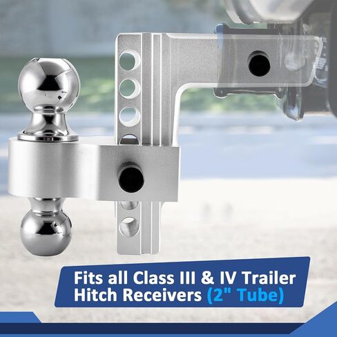 Wsays 6 Inch Drop Adjustable Trailer Hitch Ball Mount Fits 2" Receiver, 12,000 LBS GTW, (2" & 2-5/16") Stainless Steel Balls, 5/8" Tow Hitch Anti-Theft Lockable Pin SUVs, Pickups, Trucks, etc in Saudi Arabia