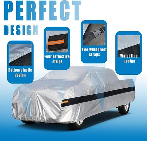 10 Layers Truck Cover Waterproof All Weather. Pickup Truck Cover Rain Snow UV Dust Protection. Length: 230-242 inches, Universal Fit for Ford F150 Chevy Silverado Dodge Ram 1500. in Saudi Arabia