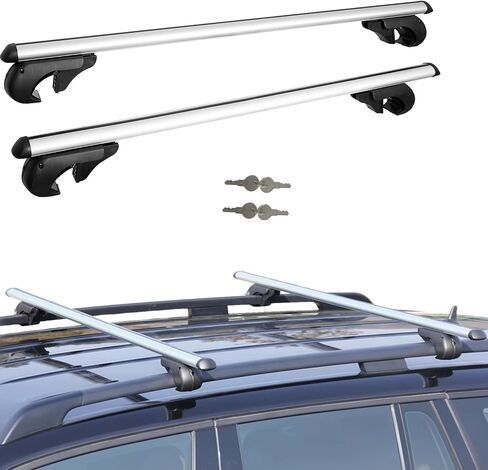TANX Car Roof Rack Cross Bars with 4 Locks，Universal Roof Rack Cross Bars,52" Thin Adjustable Aluminum Roof Rails with 200lbs Load Capacity,Fit Most Raised Side Rails with Gap Vehicles & SUVs in Kuwait