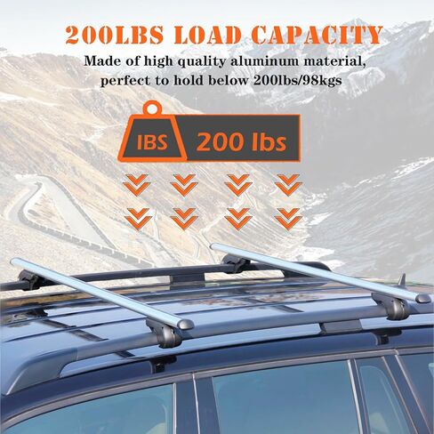 TANX Car Roof Rack Cross Bars with 4 Locks，Universal Roof Rack Cross Bars,52" Thin Adjustable Aluminum Roof Rails with 200lbs Load Capacity,Fit Most Raised Side Rails with Gap Vehicles & SUVs in Kuwait