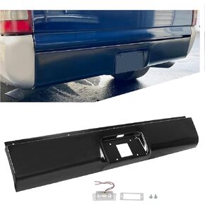 ECOTRIC Rear Steel Roll Pan Bumper License Plate LED Light Compatible with 1999-2007 Chevy Silverado & GMC Sierra 1500 2500 3500 Pickup Trucks