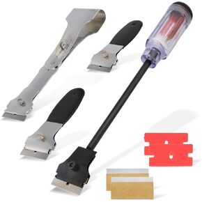 ABN Razor Blade Scraper 4-Piece Tool Set PLUS Replacement Blades – Glass Car Windshield Window Adhesive Decal Remover