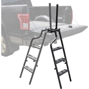 Universal Tailgate Ladder for Pickup, 42" Heavy Duty Foldable Rotatable Pickup Truck Bed Tailgate Ladder with Handrail Non-Slip Wide Pedal Pickup Truck Step (F150/Raptor/Ranger/Tacoma/Ram1500)
