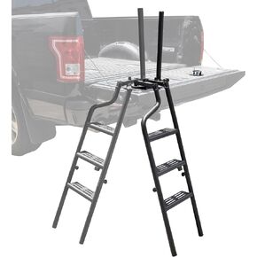 Universal Tailgate Ladders for Pickup, 45" Heavy Duty Foldable Rotatable Pickup Truck Bed Tailgate Ladder with Handrail Non-Slip Wide Pedal Pickup Truck Step (F250, F350, RAM 2500 etc.)